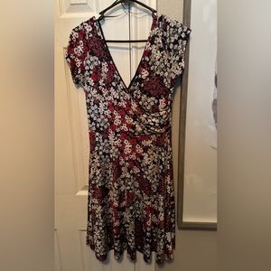 Large maroon floral dress